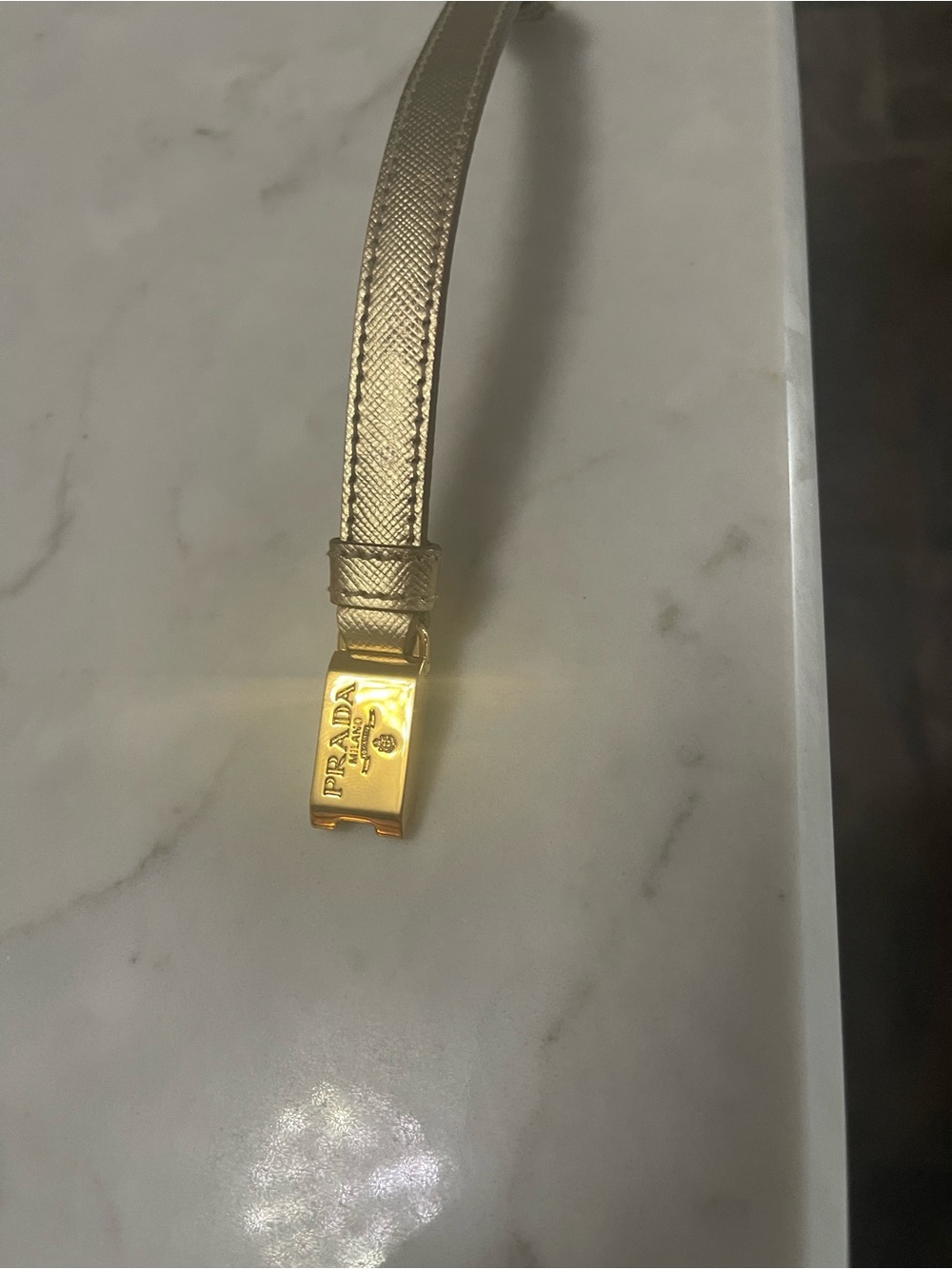 Prada Gold Plate and Beige Leather Bracelet - Picture 8 of 12